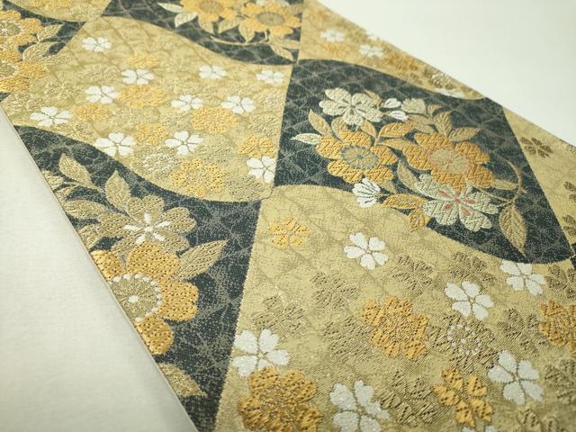 平和屋着物▼六通柄袋帯　瓦花文　金糸　正絹　逸品　DABH9671ps