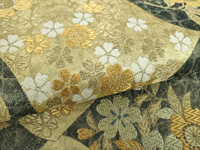 平和屋着物▼六通柄袋帯　瓦花文　金糸　正絹　逸品　DABH9671ps