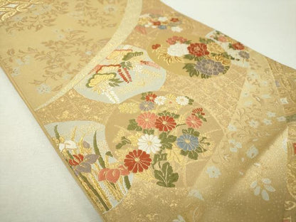 平和屋着物▼六通柄袋帯　唐織　古都　金銀糸　正絹　逸品　DABH9672ps