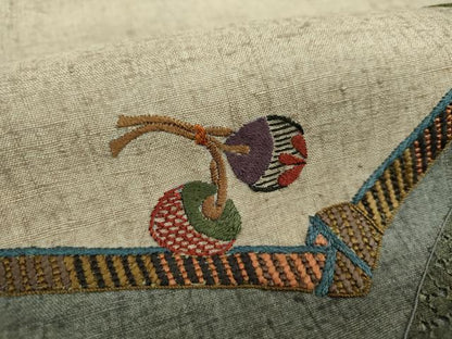 平和屋着物●中国三大刺繍　スワトウ刺繍　汕頭刺繍　総刺繍　太鼓柄袋帯　紬地　玩具文様　正絹　逸品　DABH9673ps