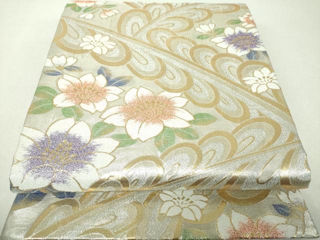 平和屋着物▼両面　六通柄袋帯　京舞　舞花文　金銀糸　正絹　逸品　DABH9693ps