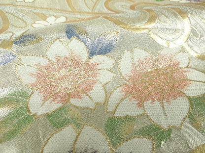 平和屋着物▼両面　六通柄袋帯　京舞　舞花文　金銀糸　正絹　逸品　DABH9693ps