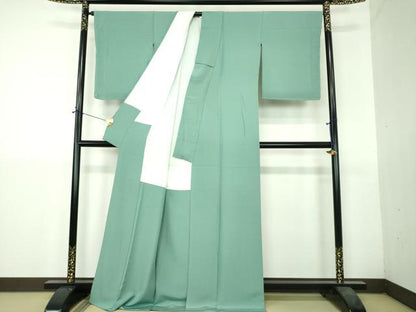 平和屋着物●上質な色無地　青磁色　正絹　逸品　未使用　DABH9697ps