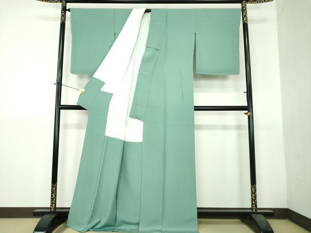 平和屋着物●上質な色無地　青磁色　正絹　逸品　未使用　DABH9697ps