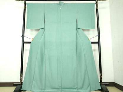 平和屋着物●上質な色無地　青磁色　正絹　逸品　未使用　DABH9697ps