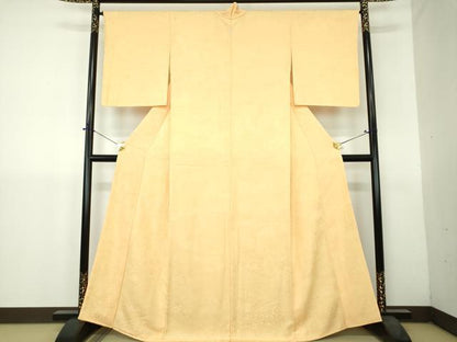 平和屋着物●上質な色無地　人物風景地紋　砥粉色　正絹　逸品　DABH9698ps