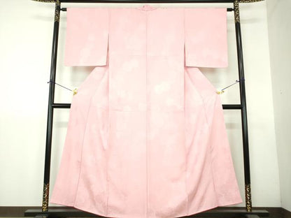 平和屋着物●上質な色無地　菊尽くし地紋　虹色　正絹　逸品　DABH9699ps