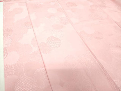平和屋着物●上質な色無地　菊尽くし地紋　虹色　正絹　逸品　DABH9699ps