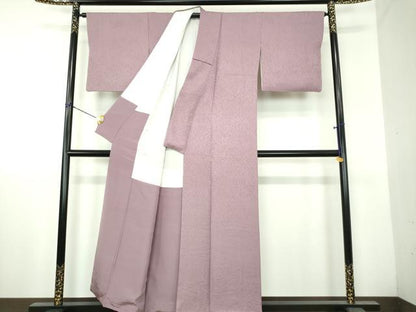 平和屋着物●上質な色無地　霞地紋　葡萄鼠色　正絹　逸品　DABH9702ps
