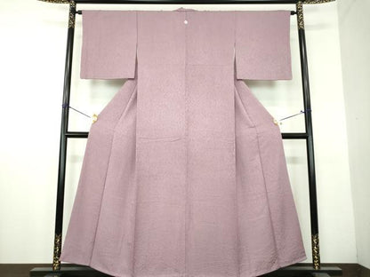 平和屋着物●上質な色無地　霞地紋　葡萄鼠色　正絹　逸品　DABH9702ps