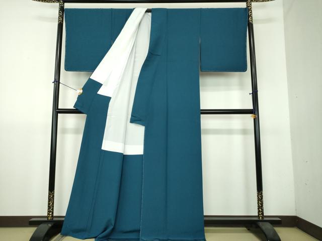 平和屋着物●上質な色無地　藍色　正絹　逸品　未使用　DABH9703ps