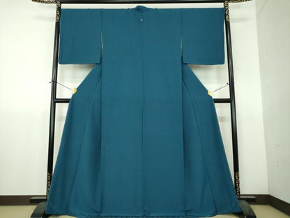 平和屋着物●上質な色無地　藍色　正絹　逸品　未使用　DABH9703ps