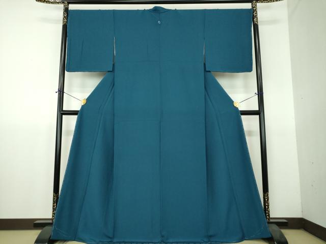 平和屋着物●上質な色無地　藍色　正絹　逸品　未使用　DABH9703ps