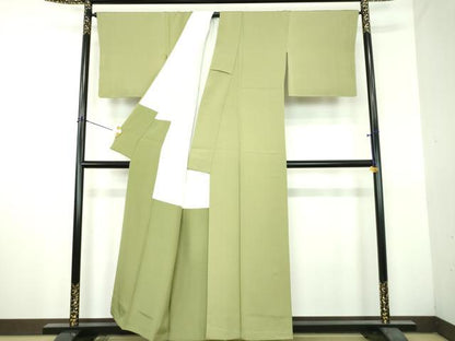 平和屋着物●染師　故・山代谷隆監修　色無地　柳茶色　正絹　逸品　DABH9706ps