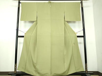 平和屋着物●染師　故・山代谷隆監修　色無地　柳茶色　正絹　逸品　DABH9706ps
