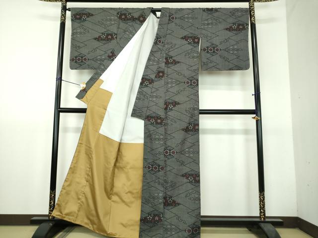 平和屋着物●本場大島紬　7マルキ　草花文　正絹　逸品　未使用　DABH9709ps