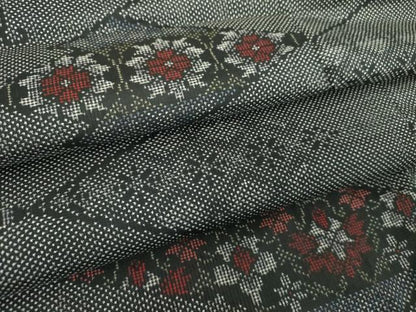 平和屋着物●本場大島紬　7マルキ　草花文　正絹　逸品　未使用　DABH9709ps