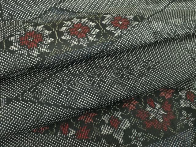 平和屋着物●本場大島紬　7マルキ　草花文　正絹　逸品　未使用　DABH9709ps