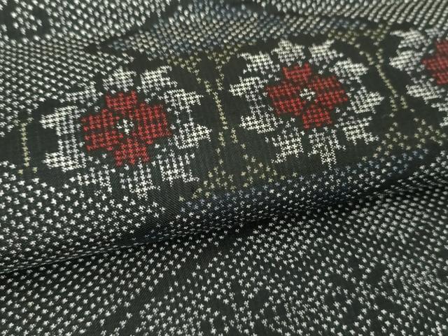 平和屋着物●本場大島紬　7マルキ　草花文　正絹　逸品　未使用　DABH9709ps