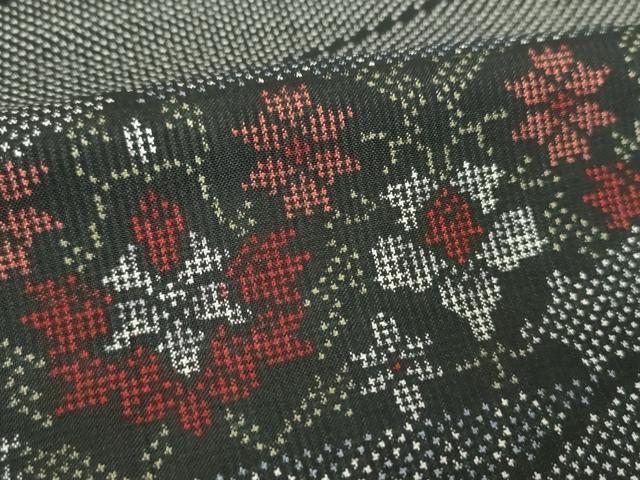 平和屋着物●本場大島紬　7マルキ　草花文　正絹　逸品　未使用　DABH9709ps