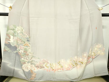 平和屋着物●本場加賀友禅作家　杉浦伸　色留袖　水辺風景花文　滝　暈し染め　正絹　逸品　DABH9711ps