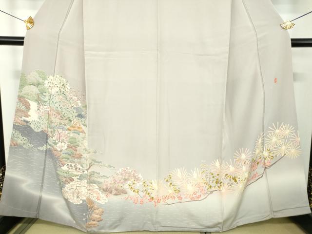 平和屋着物●本場加賀友禅作家　杉浦伸　色留袖　水辺風景花文　滝　暈し染め　正絹　逸品　DABH9711ps