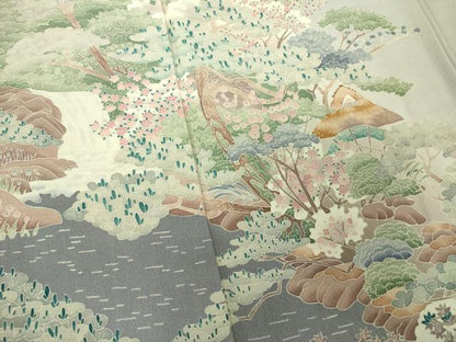 平和屋着物●本場加賀友禅作家　杉浦伸　色留袖　水辺風景花文　滝　暈し染め　正絹　逸品　DABH9711ps