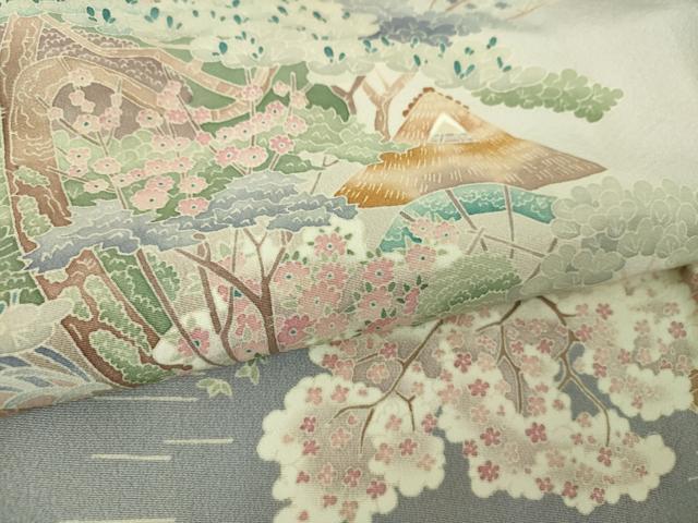 平和屋着物●本場加賀友禅作家　杉浦伸　色留袖　水辺風景花文　滝　暈し染め　正絹　逸品　DABH9711ps