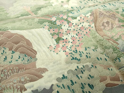 平和屋着物●本場加賀友禅作家　杉浦伸　色留袖　水辺風景花文　滝　暈し染め　正絹　逸品　DABH9711ps