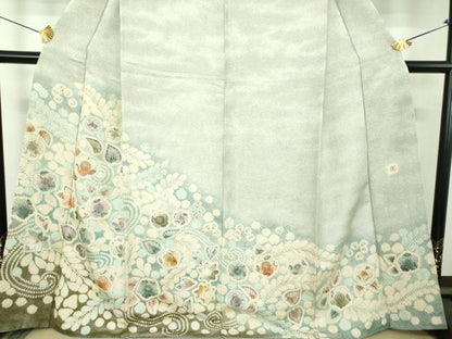 平和屋着物●訪問着　作家物　絞り　辻が花　暈し染め　銀通し地　正絹　逸品　DABH9714ps