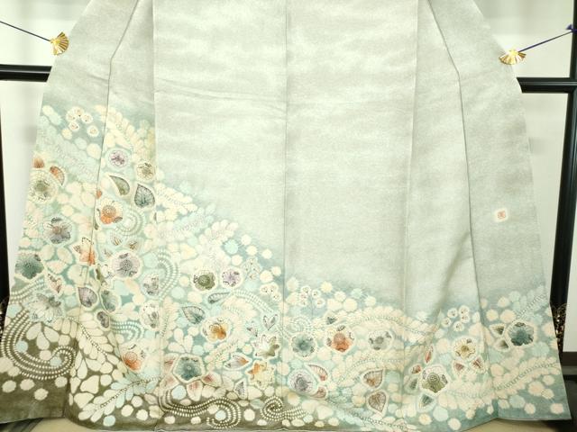 平和屋着物●訪問着　作家物　絞り　辻が花　暈し染め　銀通し地　正絹　逸品　DABH9714ps