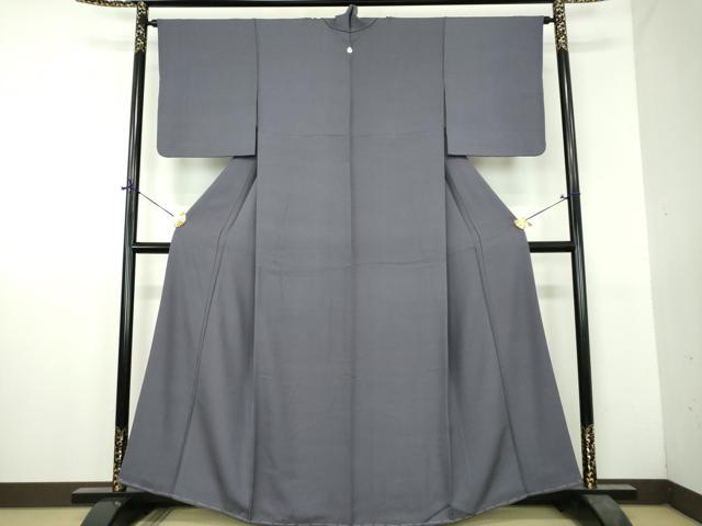 平和屋着物●上質な色無地　紗綾形地紋　鉛色　正絹　逸品　DABH9715ps