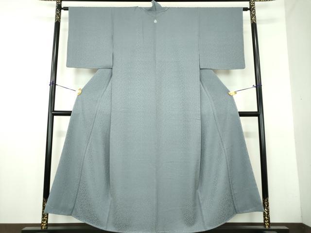 平和屋着物●上質な色無地　霞地紋　藍鼠色　正絹　逸品　DABH9716ps
