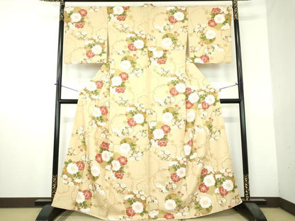 平和屋着物●小紋　雪輪花文　洗える着物　DABH9718ps