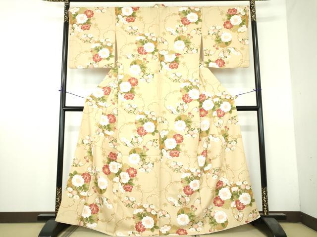 平和屋着物●小紋　雪輪花文　洗える着物　DABH9718ps