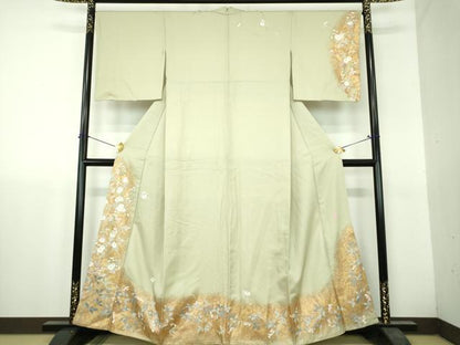 平和屋着物●訪問着　作家物　枝花文　金彩　やまと誂製　正絹　逸品　DABH9721ps