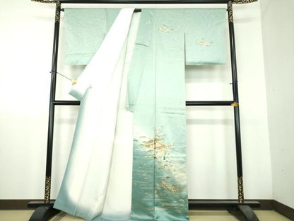 平和屋着物●訪問着　人物風景花文　暈し染め　金銀彩　正絹　逸品　未使用　DABH9725ps
