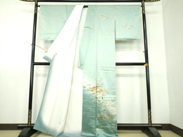 平和屋着物●訪問着　人物風景花文　暈し染め　金銀彩　正絹　逸品　未使用　DABH9725ps