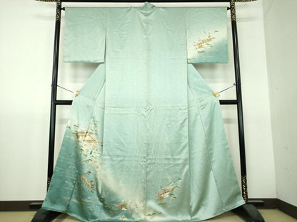 平和屋着物●訪問着　人物風景花文　暈し染め　金銀彩　正絹　逸品　未使用　DABH9725ps