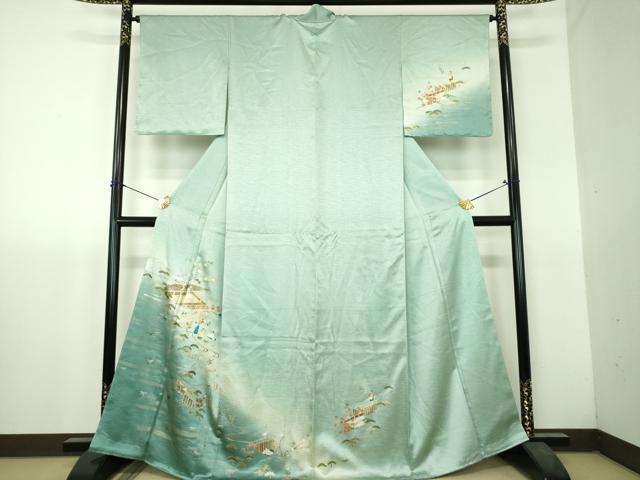 平和屋着物●訪問着　人物風景花文　暈し染め　金銀彩　正絹　逸品　未使用　DABH9725ps