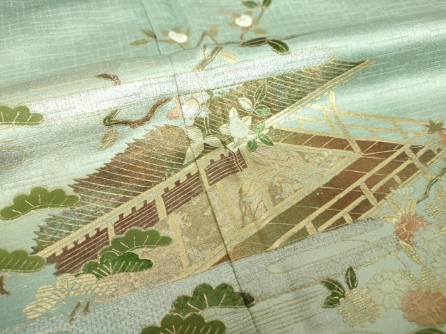 平和屋着物●訪問着　人物風景花文　暈し染め　金銀彩　正絹　逸品　未使用　DABH9725ps