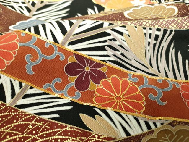 平和屋着物●豪華黒留袖　駒刺繍　鳳凰花熨斗文　若松葉　金銀彩　正絹　逸品　未使用　DABH9726ps