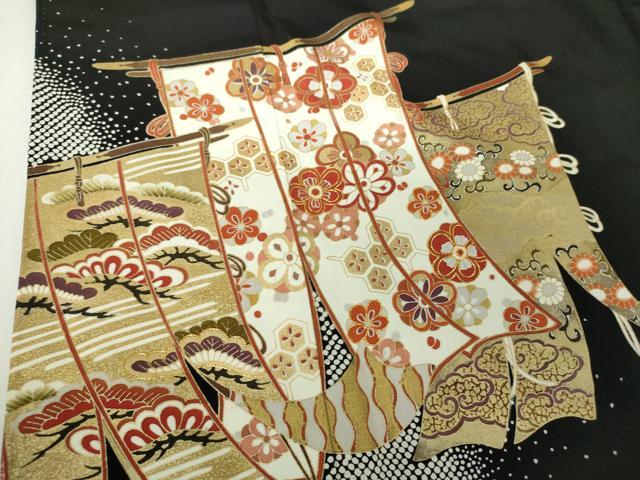 平和屋着物●豪華黒留袖　駒刺繍　几帳花文　金彩　正絹　逸品　DABH9727ps