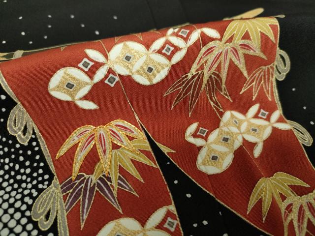平和屋着物●豪華黒留袖　駒刺繍　几帳花文　金彩　正絹　逸品　DABH9727ps