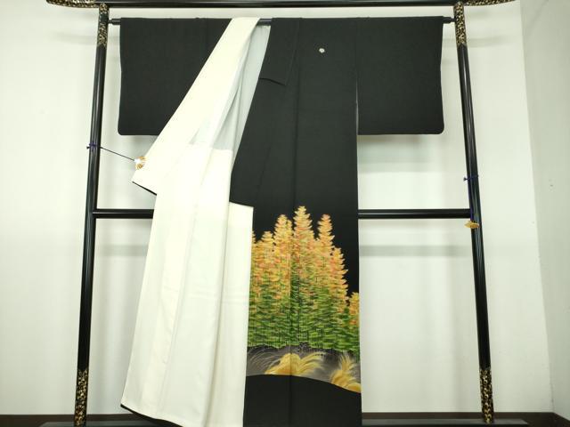平和屋着物●本加賀友禅作家　矢田博　黒留袖　樹林文　金彩　正絹　逸品　DABH9728ps
