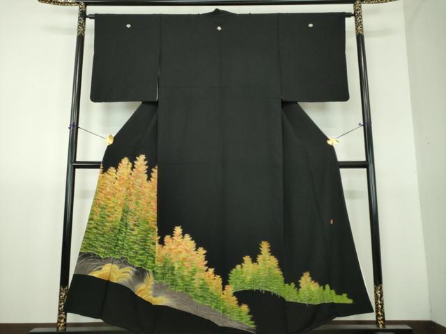 平和屋着物●本加賀友禅作家　矢田博　黒留袖　樹林文　金彩　正絹　逸品　DABH9728ps