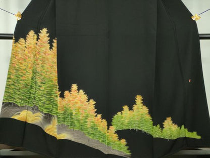 平和屋着物●本加賀友禅作家　矢田博　黒留袖　樹林文　金彩　正絹　逸品　DABH9728ps
