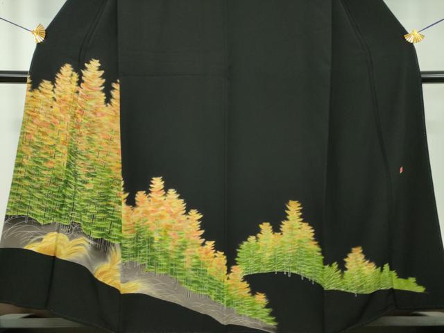 平和屋着物●本加賀友禅作家　矢田博　黒留袖　樹林文　金彩　正絹　逸品　DABH9728ps