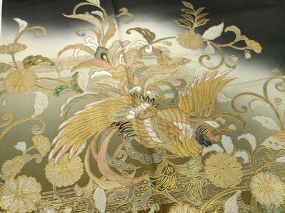 平和屋着物●豪華黒留袖　作家物　舞蝶鳳凰花唐草　暈し染め　金銀彩　正絹　逸品　DABH9729ps