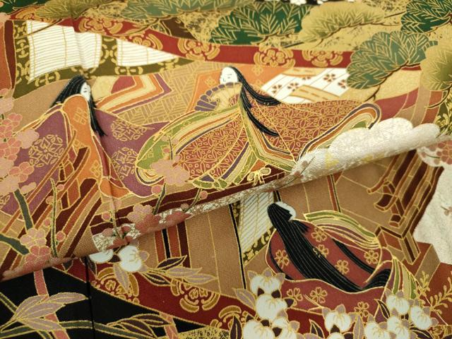 平和屋着物●豪華黒留袖　源氏物語絵巻　本金箔　さが美扱い　正絹　逸品　DABH9730ps